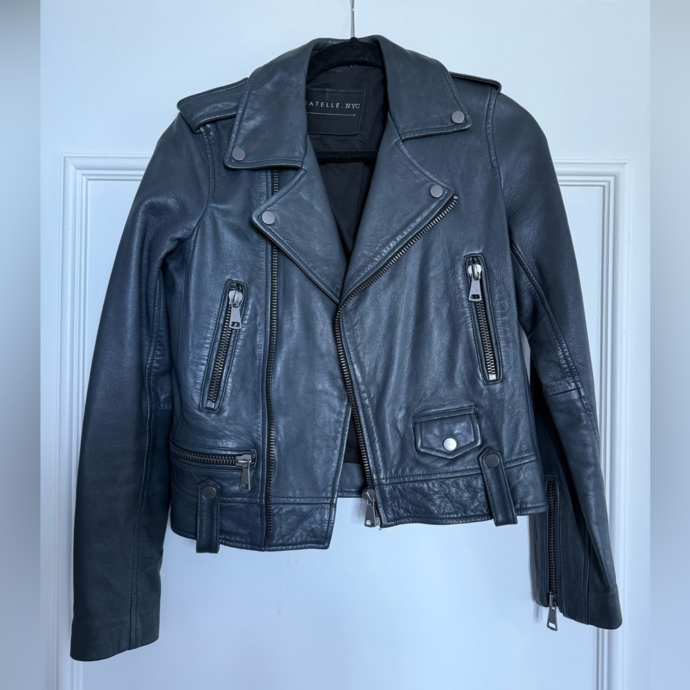 Bagatelle Charcoal Genuine Leather Moto Jacket